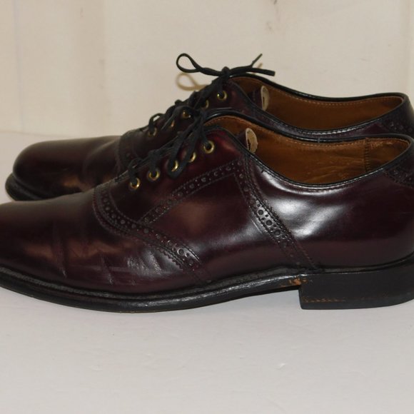 Keith Highlanders Leather Oxford Lace Up Burgandy Dress Shoes Men's Size 8 1/2 - Picture 9 of 12